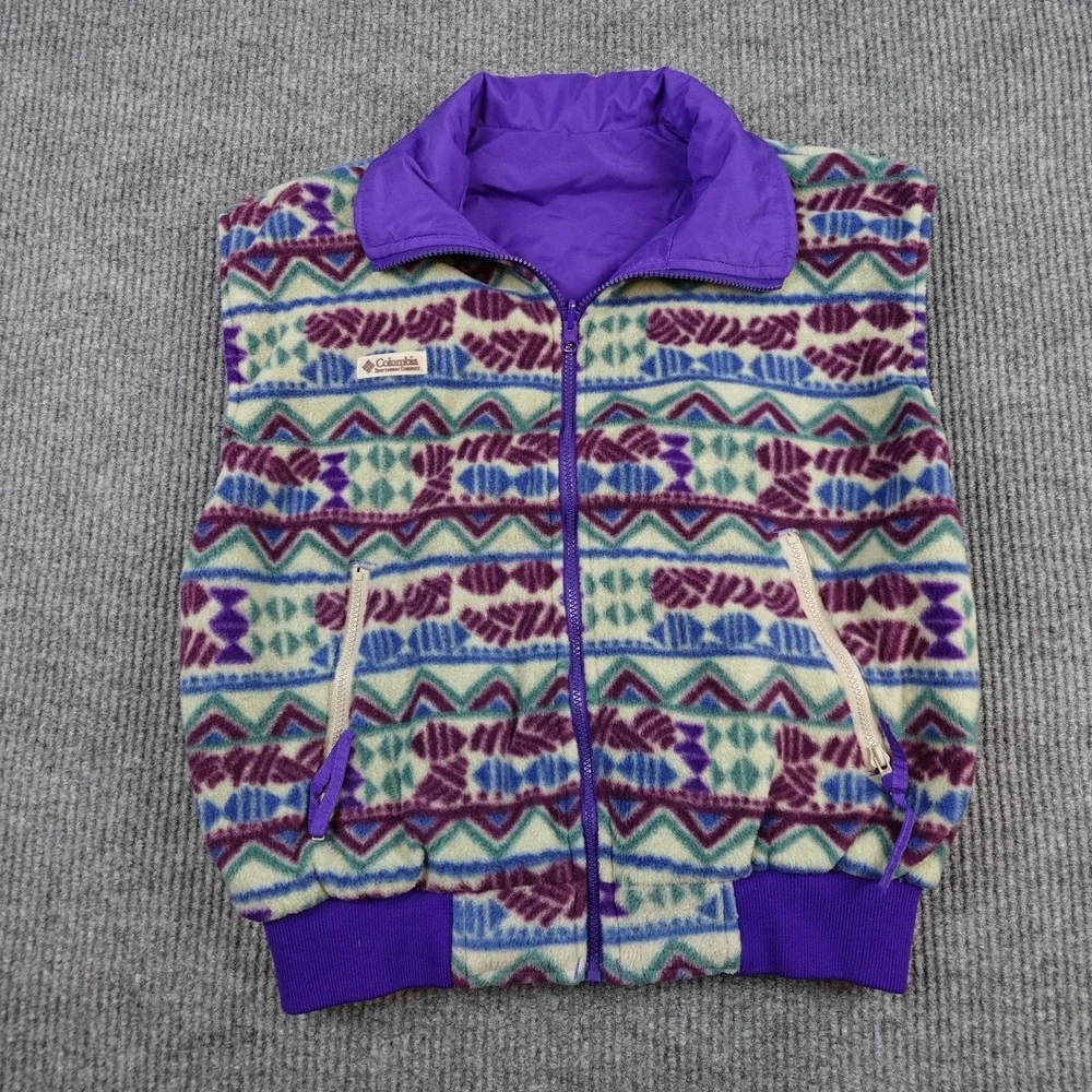 Vintage Colorado Rockies Vest Womens Large Purple MLB Reversible Columbia Fleece - Picture 4 of 10